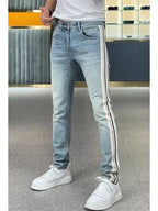 PENDRA Striped Spliced Pants