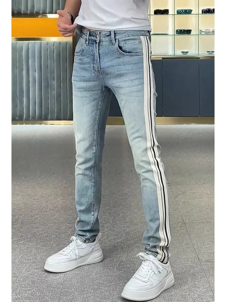 PENDRA Striped Spliced Pants