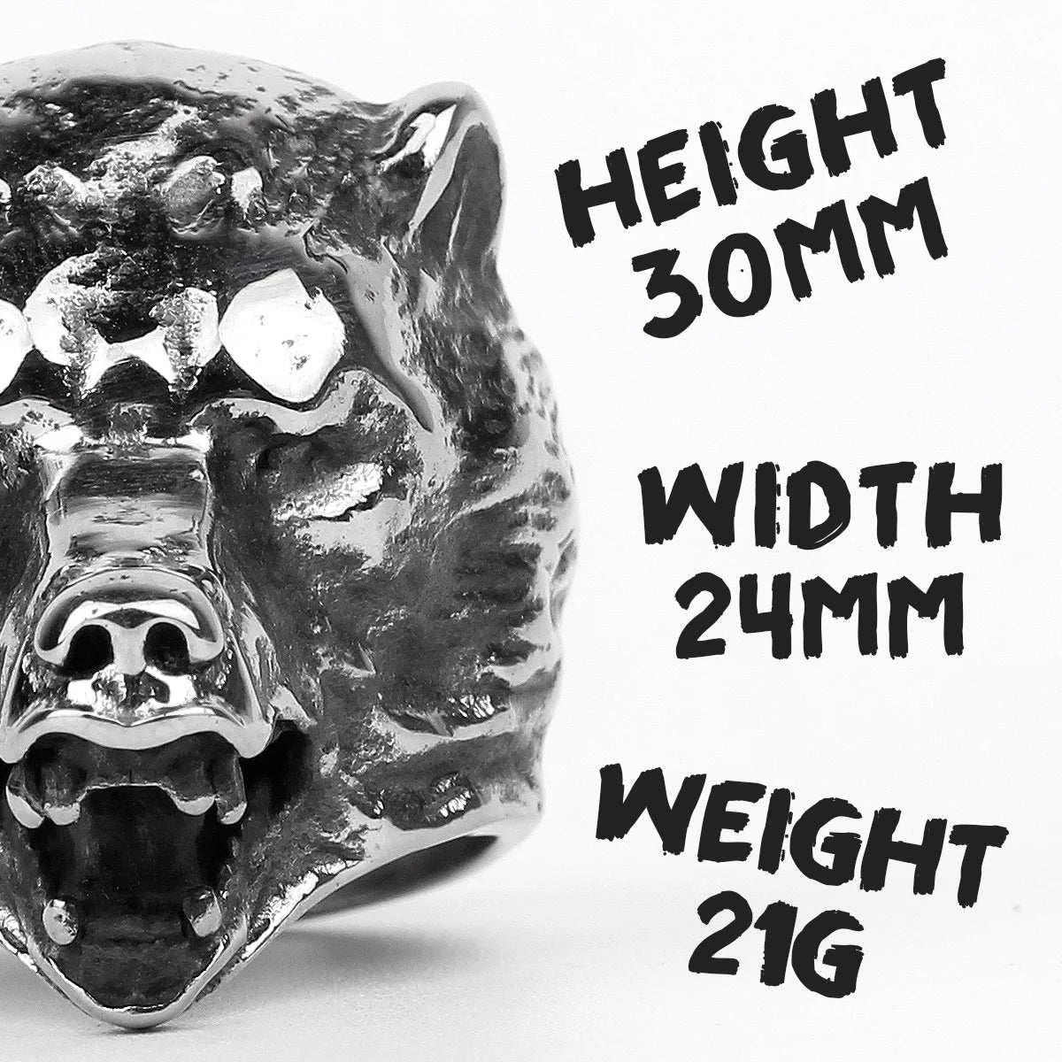 PENDRA Bear Animal Rock Steel Ring