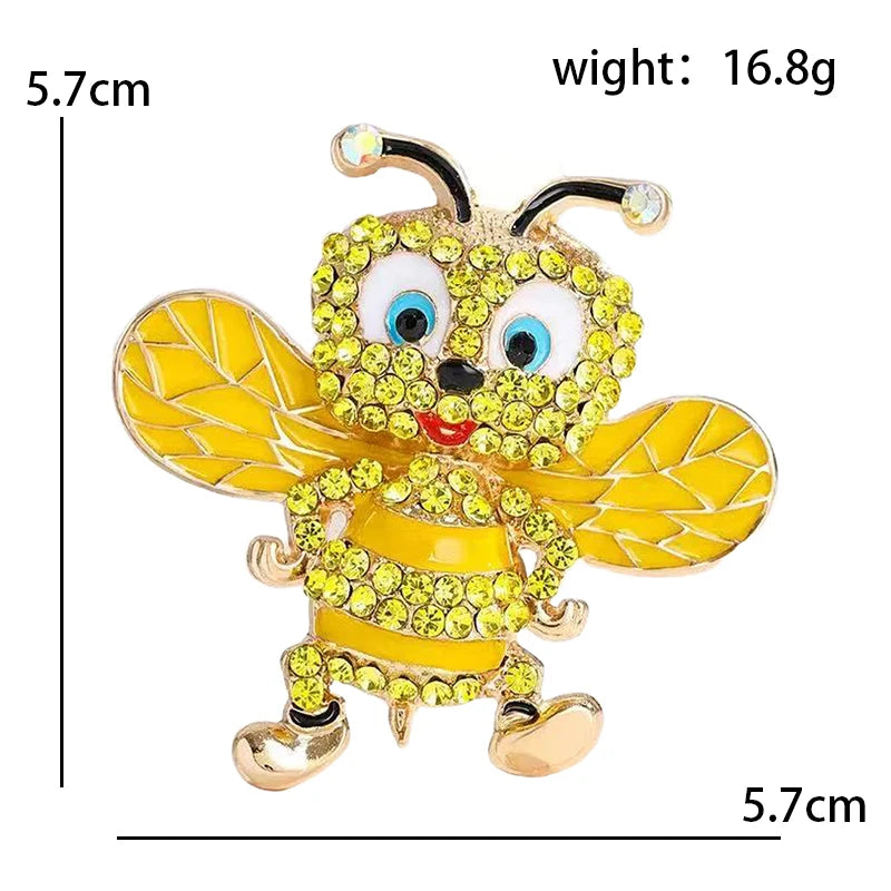 Wuli&baby Lovely Enamel Bee Brooches For Women Unisex Rhinestone Metal Insects Party Casual Brooch Pins Gifts