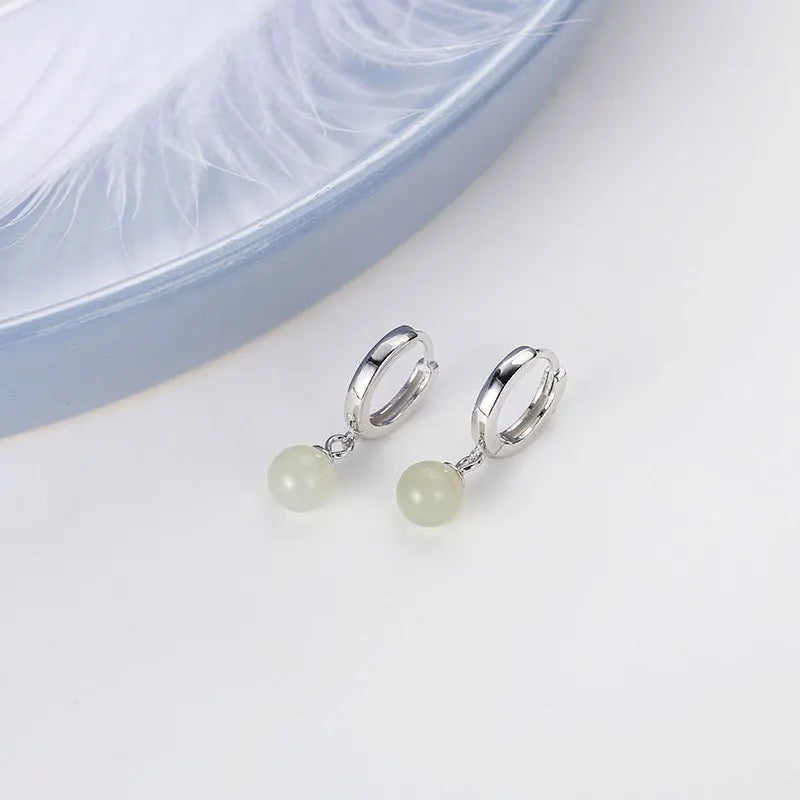 PENDRA Silver Jade Stamp Earrings