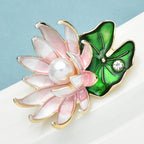 PENDRA Lotuselle Pink Pearl Lotus Flower Brooch