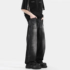 Retro Washed Cracked Jeans Men's Trendy Brand Ruffian Handsome High Street Pants Loose Straight Trousers Baggy Jeans for Man