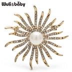 PENDRA Solara Rhinestone Sun Brooch