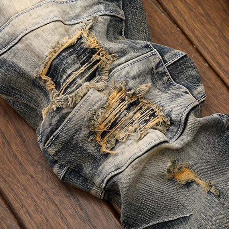 PENDRA Denim Straight Ripped Pants