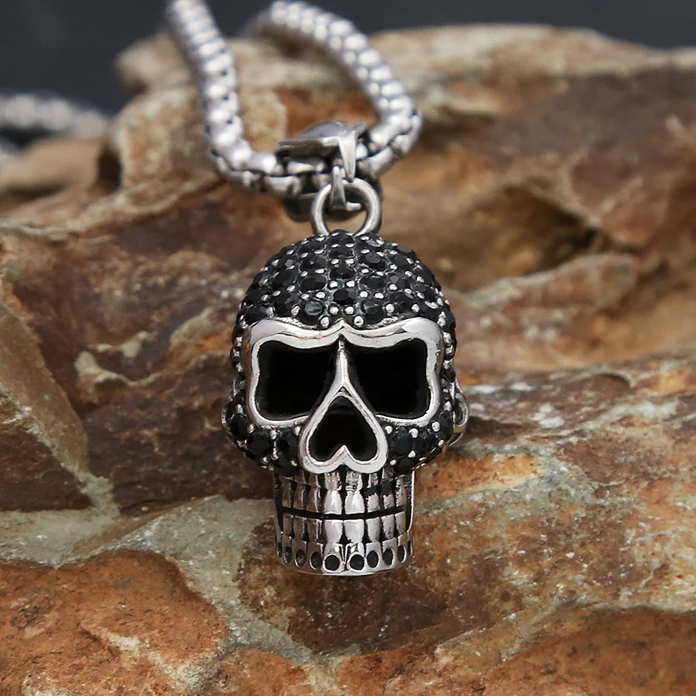 PENDRA Skullstone Gothic Black Stone Pendant