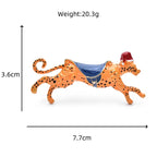 PENDRA Orange Spot Enamel Running Leopard Brooch