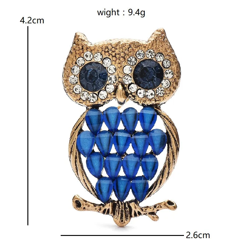 Wuli&baby Lovely Vintage Owl Brooches For Women Men 2-color Beautiful Bird Animal Brooch Pins New Year Gifts