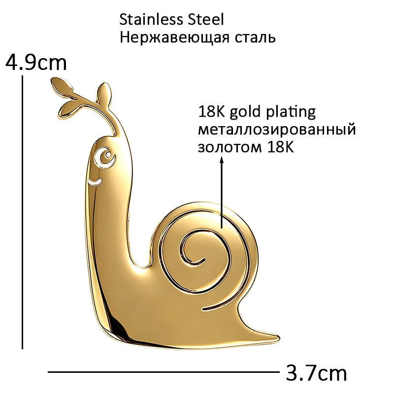 PENDRA Snail Stainless Steel Animal Brooch