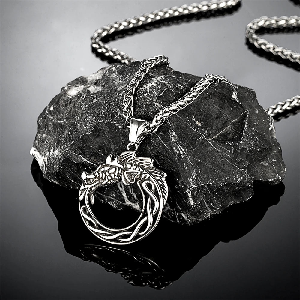 PENDRA Celtic Knot Rune Serpent Necklace