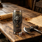 Fenrir Wolf Viking Myth Glass Mug, Norse Symbol Whiskey Cocktail Cup, Barware for Party Beer Water Decor