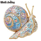 PENDRA Garden Snail Rhinestone Enamel Brooch