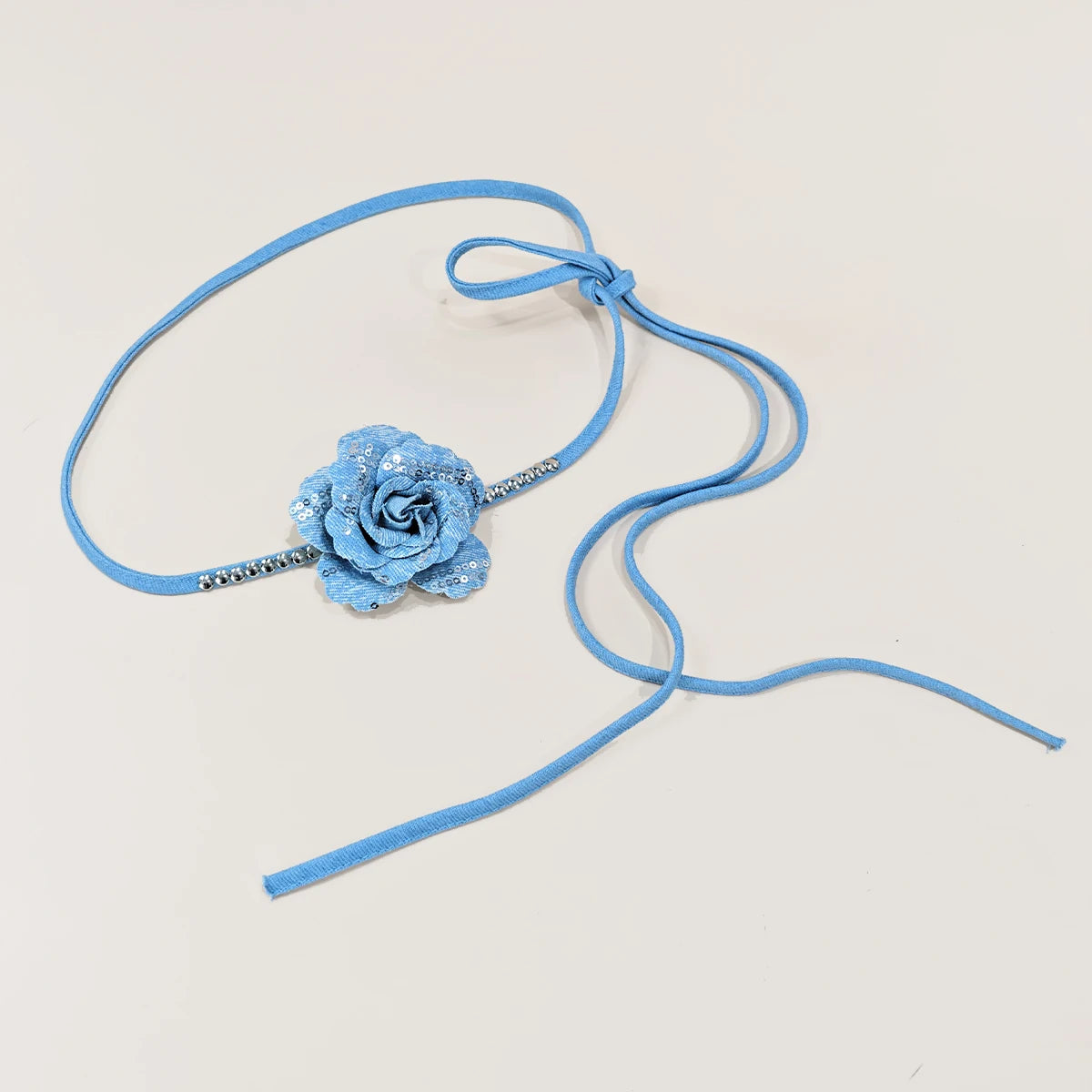 Romantic Gothic Phantom Flower Chain Necklace for Women Ladies Korean Fashion Adjustable Denim Belt Y2K Accessories Plus Size