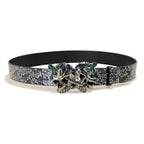 PENDRA Iriselle Leather Black Floral Luxury Belt