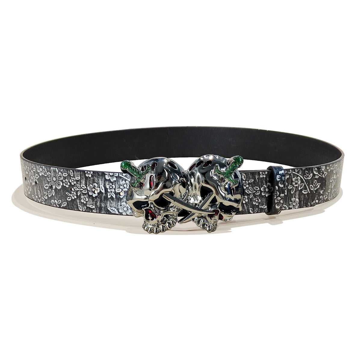 PENDRA Iriselle Leather Black Floral Luxury Belt