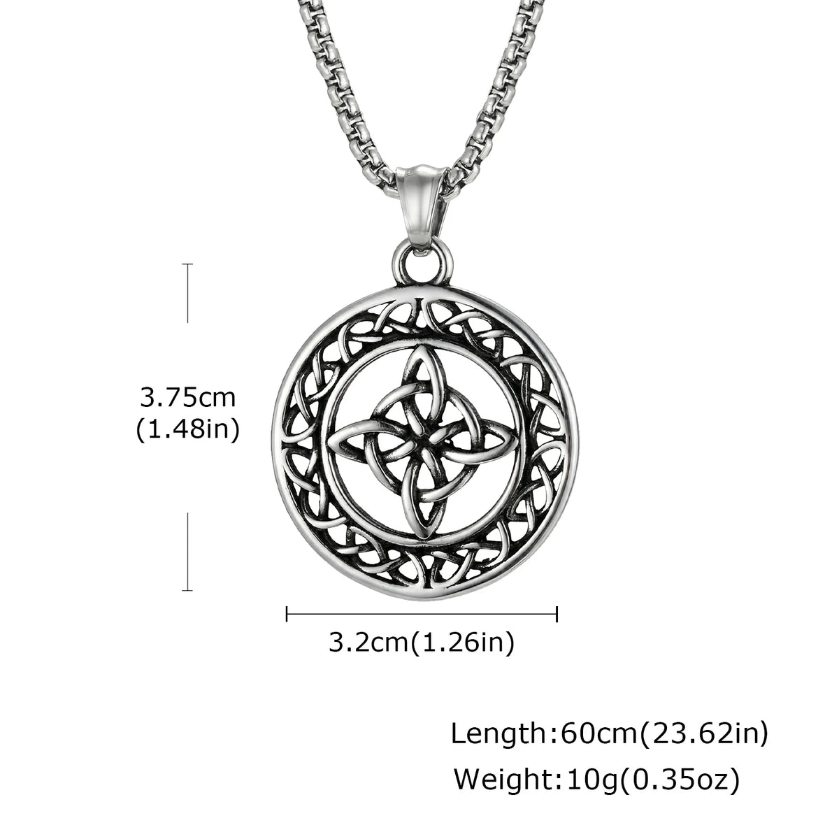 Vintage Celtic Knot Necklace for Men Boys,Stainless Steel Round Pendant Necklace,Punk Amulet Jewelry Gift