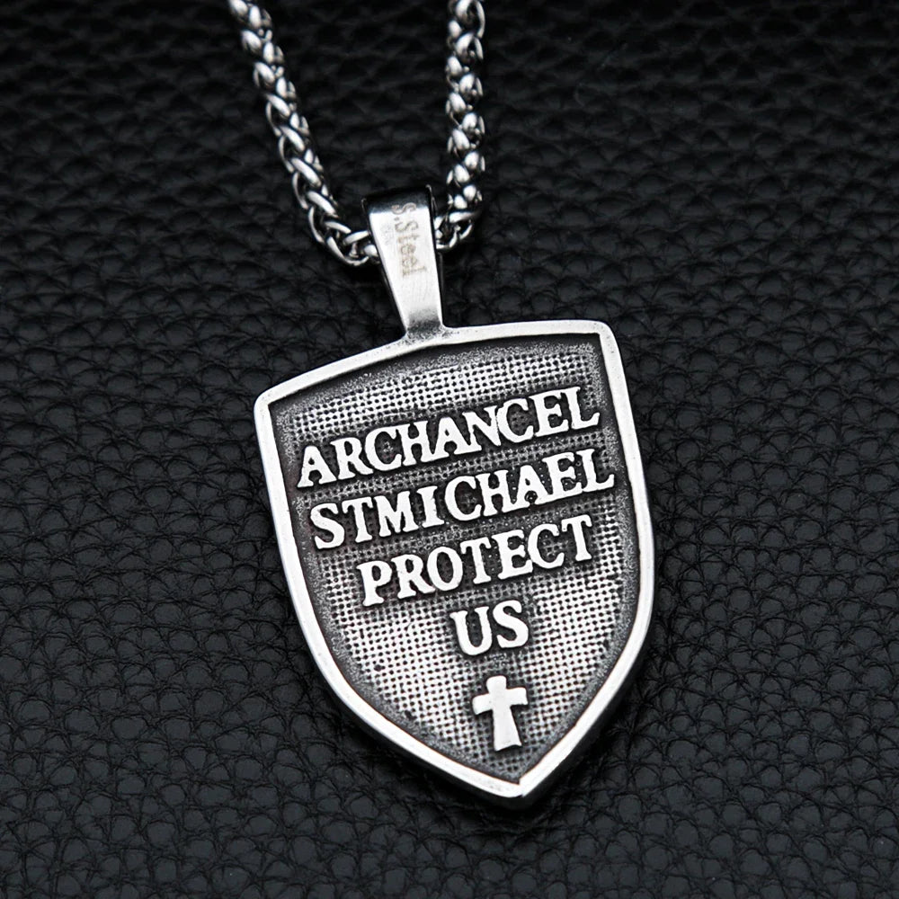 PENDRA Michaelguardian Punk 316L Stainless Steel Archangel Necklace