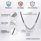 Rock Punk Rivet Leather Necklace for Men,Stainless Steel Tassel Chain Choker,Street Rapper Biker Jewelry Gift