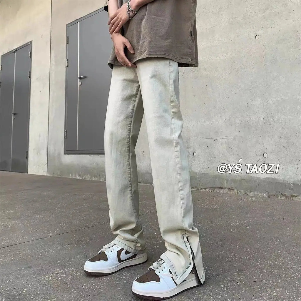PENDRA Zipper Leg Yellow Jeans
