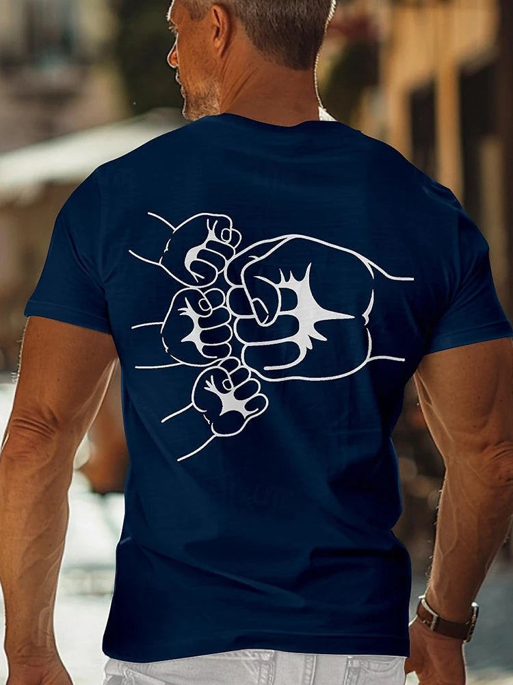 Walking Printed Father's T-shirt Summer Daily Casual Men's T-shirt Outdoor Running Exercise Men's Sports Short-sleeved Top