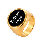 Custom Photo Ring for Men,Waterproof Stainless Steel Square Round Stamp Ring,Personalized Statement Ring Gift for Son Dad