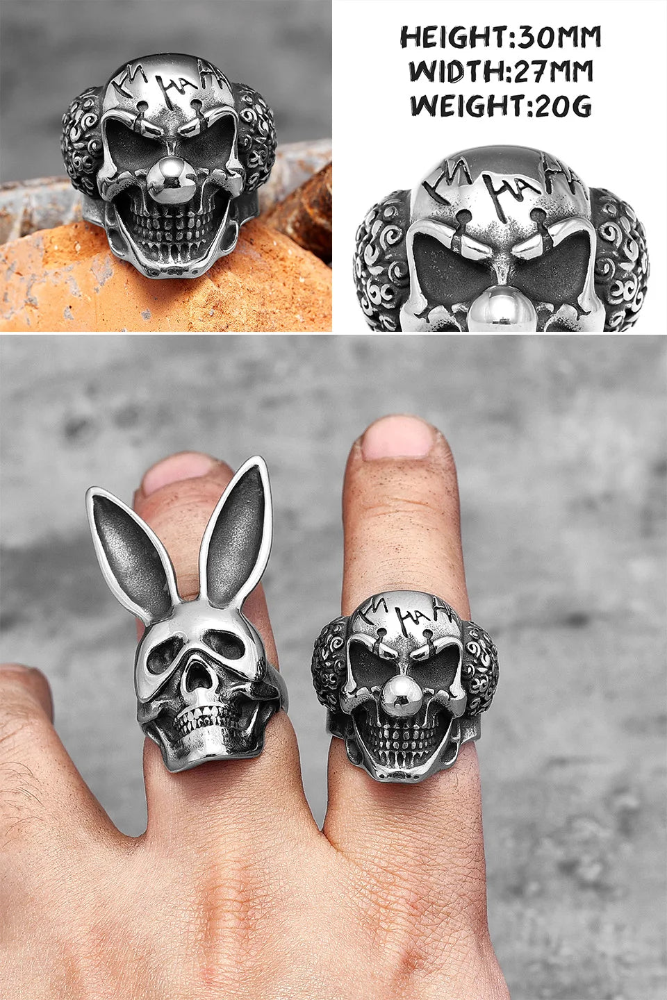 PENDRA Punk Gothic Skull Ring