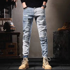 Spring Summer New Vintage Casual Slimming Straight-Leg Pants Washed Loose Micro-Cone Workwear Jeans for Men Man Clothes