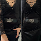 PENDRA Lunaaya Metal Black Metal Buckle Skull Corset Belt