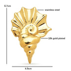 PENDRA Seagold Gold-Plated Stainless Steel Conch Brooch