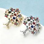 PENDRA Noel Multicolor Rhinestone Christmas Tree Brooch