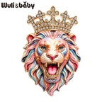 PENDRA Crown Lion Rhinestone Brooch