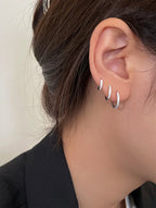 PENDRA Diamond Studded Hoop Sterling Earrings