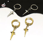Stainless Steel Y2K Star Cross Hoop Earring for Women Gold Color Hip Hop Cool Girl Dangle Earring Jewelry Gift EZZZ795-6