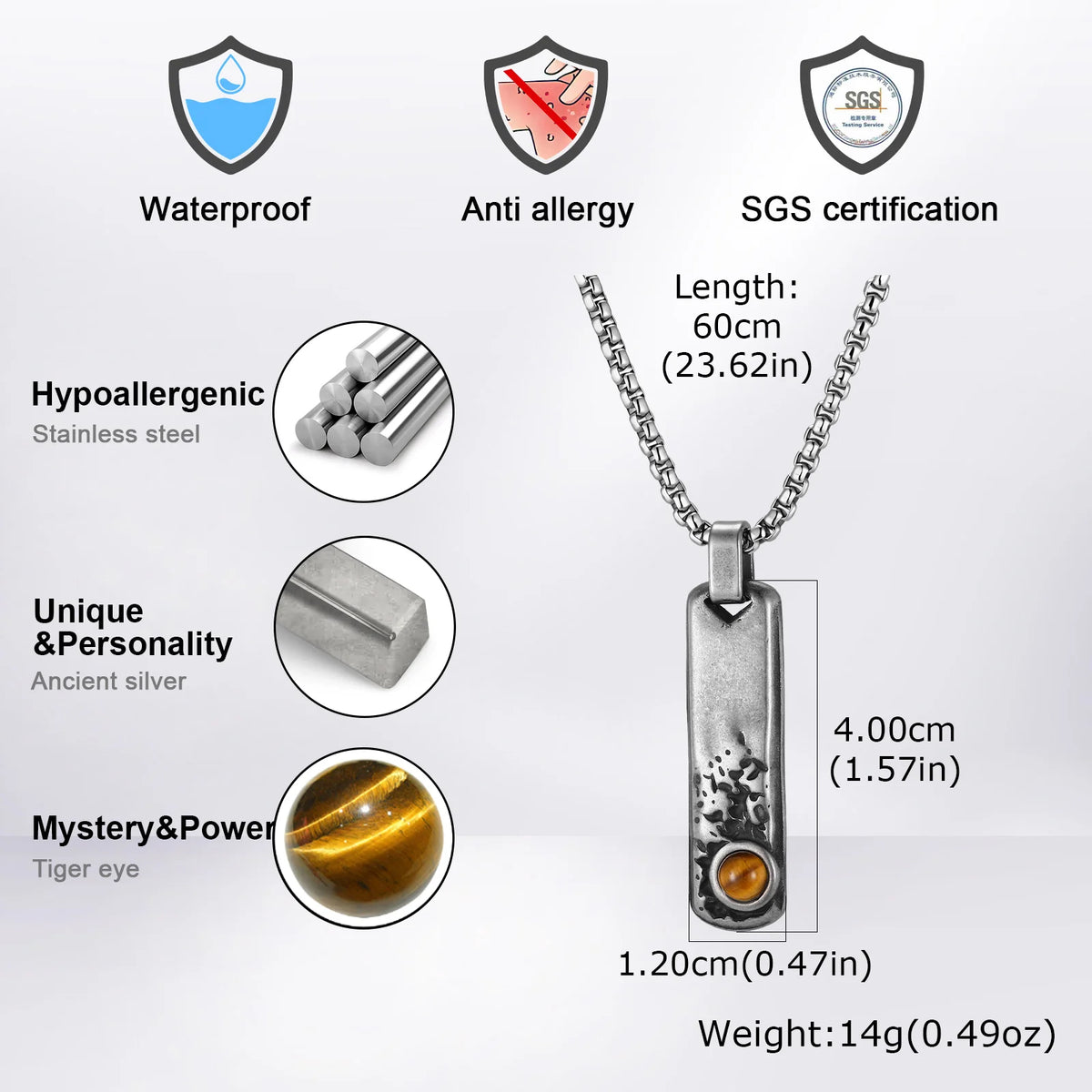 PENDRA Rectangle Bar Stone Pendant Necklace