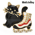 PENDRA Cat And Ice-skate Shoes Brooch
