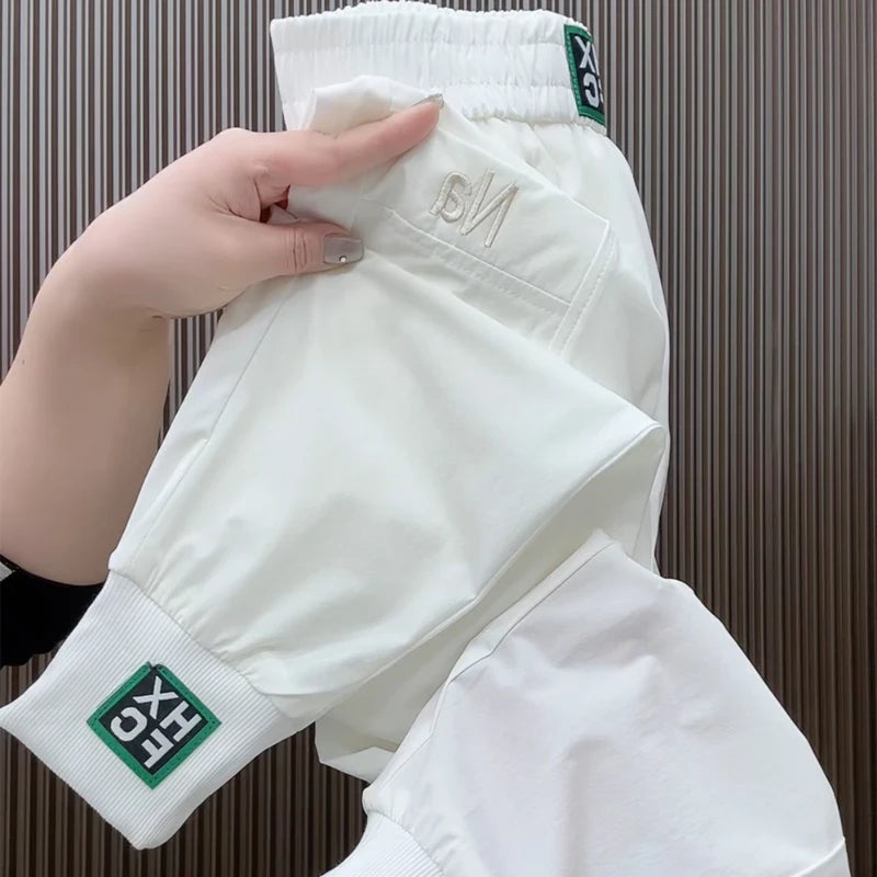 Fashion Summer Harem Pants Female 2025 New Letter Women's Sports Pants Quick Dry Tie Feet Elastic Waist Casual Trousers