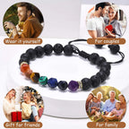 Black Natural Stone Bracelets for Men Boy Gifts, Lava Rock Beaded Wristband,Stress Relief Jewelry Gifts for Dad Grandpa Husband