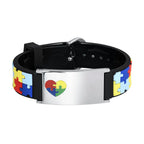 Personalized Autism Bracelet for Little Boy Girl ,Engraved Medical Alert ID Adjustable Silicon Bracelet,Aspergers Gift