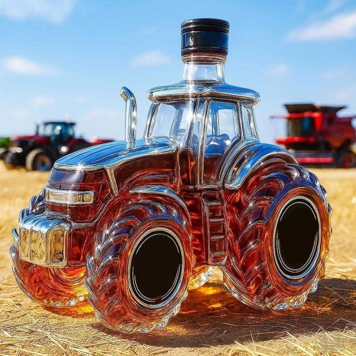 Liquor Decanter 300ml Tractor Design Drink Container Glass Whiskey Decanter Bottle for Brandy Bourbon Drinks Beverages Family