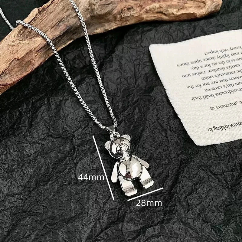 PENDRA Poohbear Stainless Steel Bear Pendant Necklace