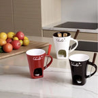 European Candle Cup Cheese Chocolate Melting Ceramic Mug Heating Food Ceramic Mug with Fork Creative Coffee Mug Tableware