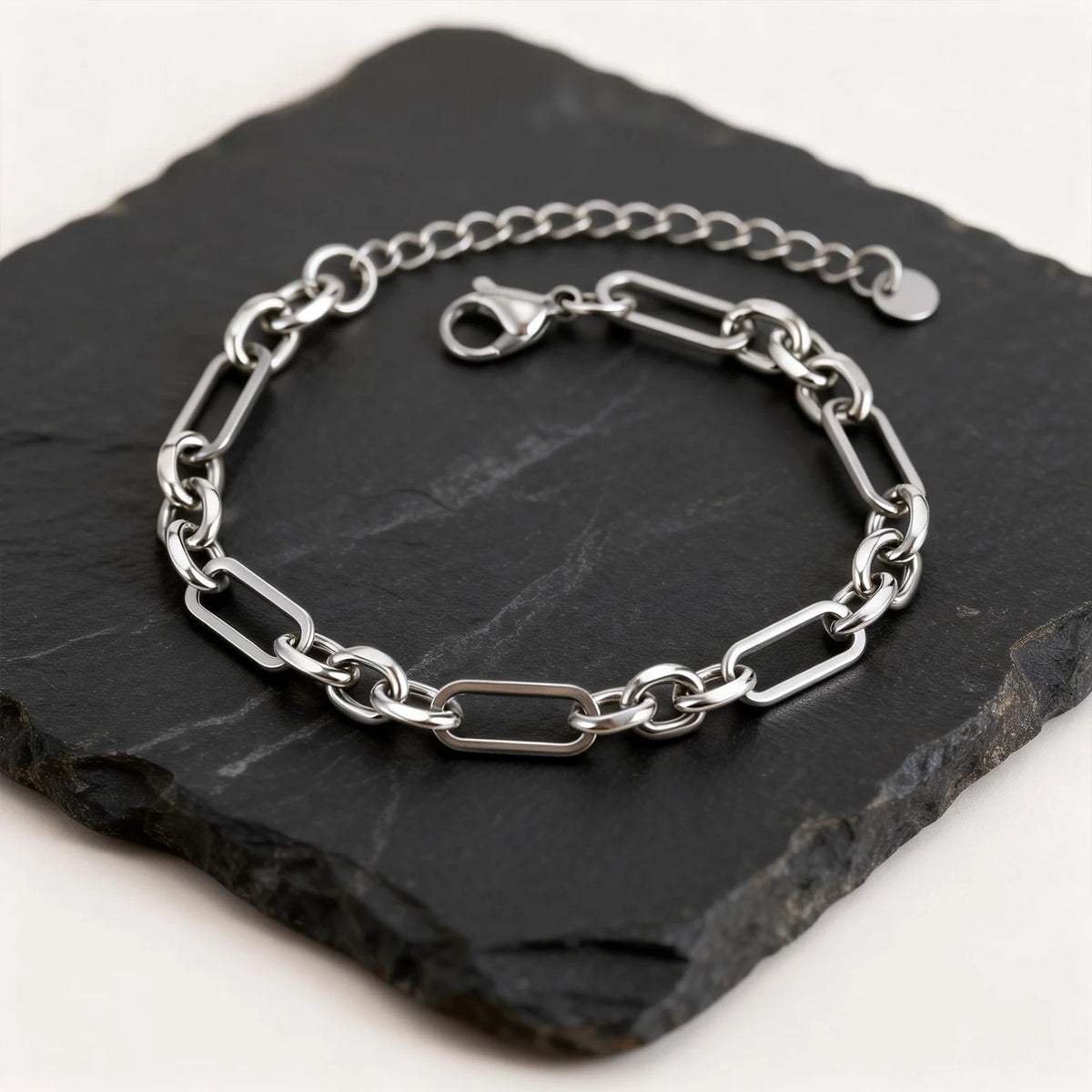 New Fahison Men's Chain Bracelet,Stainless Steel Silver Color Adjustbale Link Wristband,Hip Hop Jewelry Gift