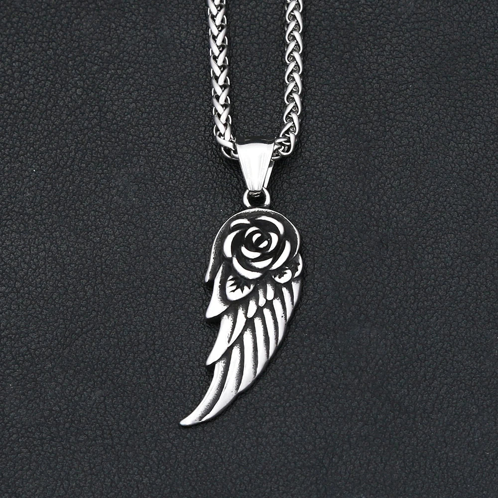 PENDRA Roseangel Gothic Rose Angel Wing Necklace