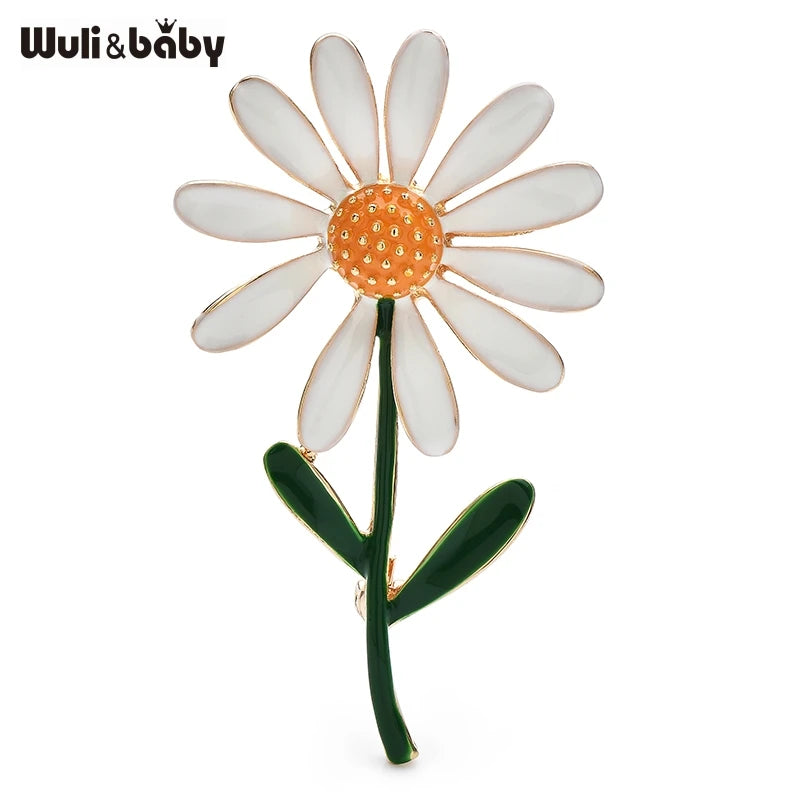 PENDRA Daisyelle Lovely White Daisy Flower Brooch