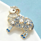 PENDRA Regal Pearl Goat Zodiac Brooch