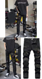 PENDRA Embroidery Elastic Ripped Pants