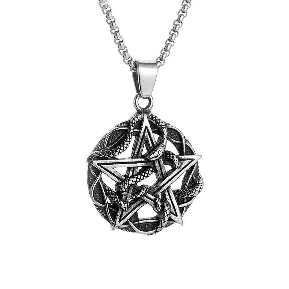 PENDRA Snakepentagram Stainless Steel Pentagram Snake Pendant