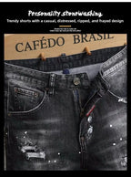 PENDRA Denim Embroidered Printed Pants