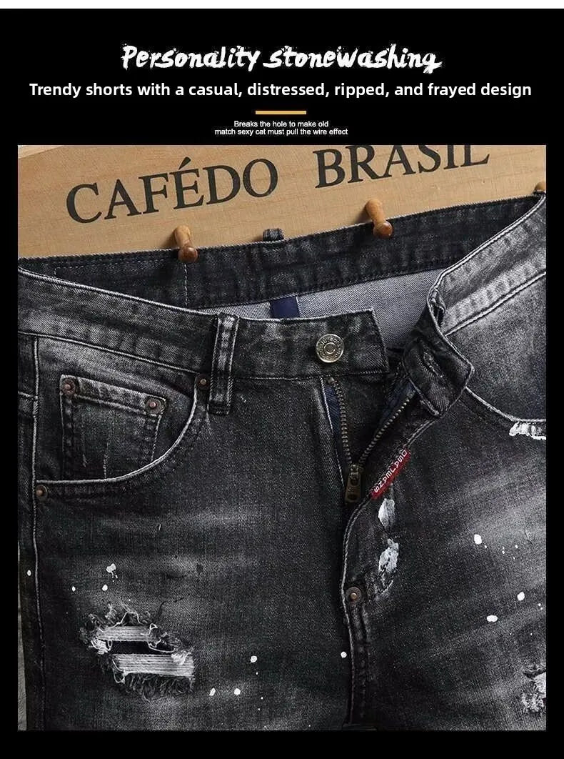 PENDRA Denim Embroidered Printed Pants