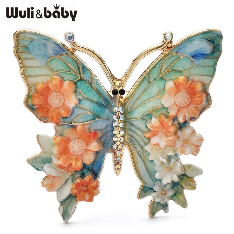 PENDRA Garden Butterfly Flower Brooch